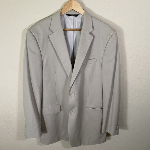 Jos A Bank Mens 42L Beige Cream Tailored Fit Sport Coat 2-Button Wool/Cotton GUC - Picture 2 of 12